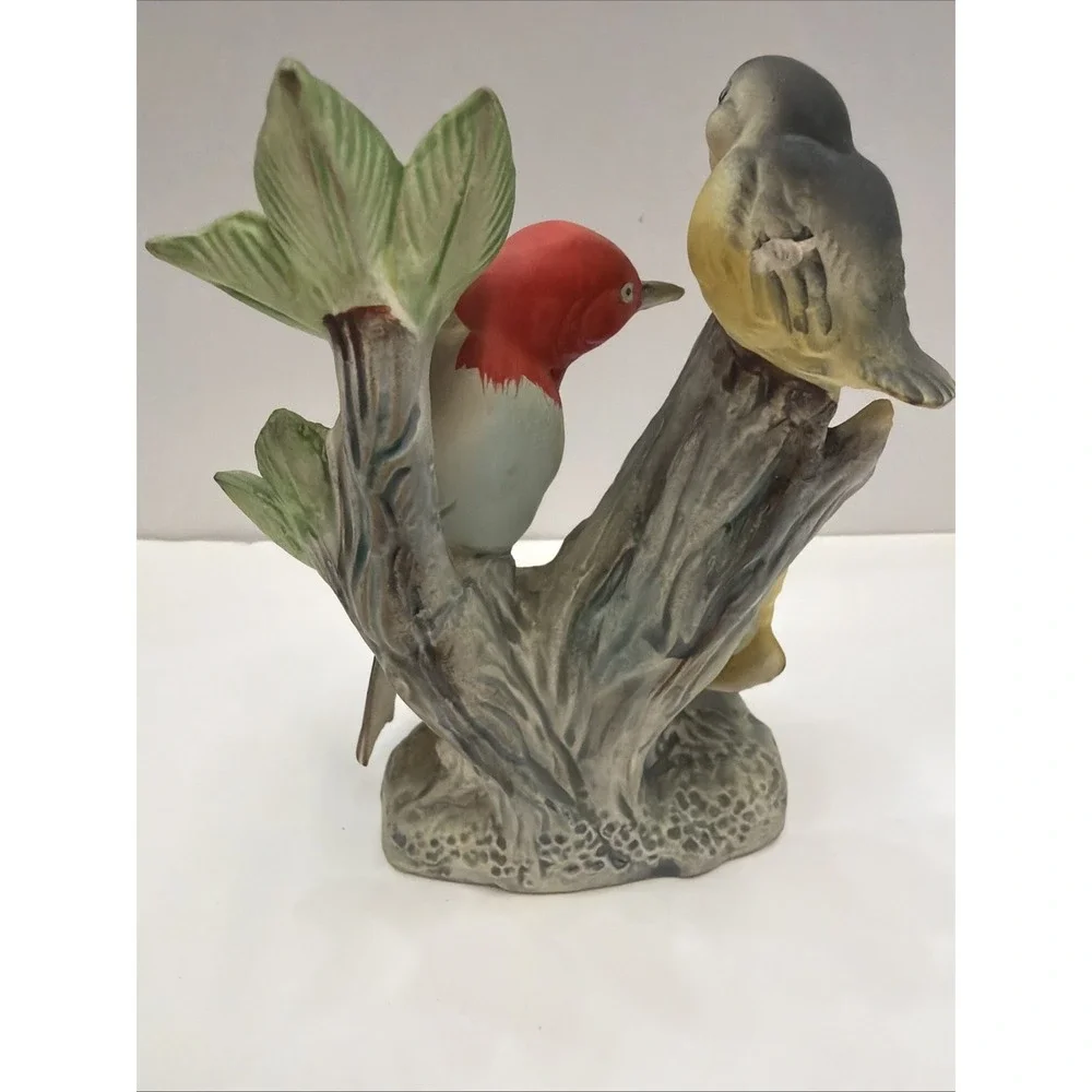 Vintage Enesco Japan Woodpecker Bird Family‎ Figurine Mid Century Import Label